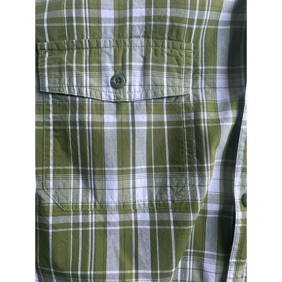 Wolverine Men’s Green White Plaid Short Sleeve Button Up Work Shirt Size XL - Picture 2 of 5